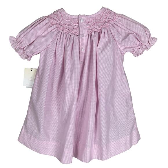 Petit Ami Gingham Smocked Dress Pink Girls Size 9 Months NEW WITH TAGS - Picture 3 of 9
